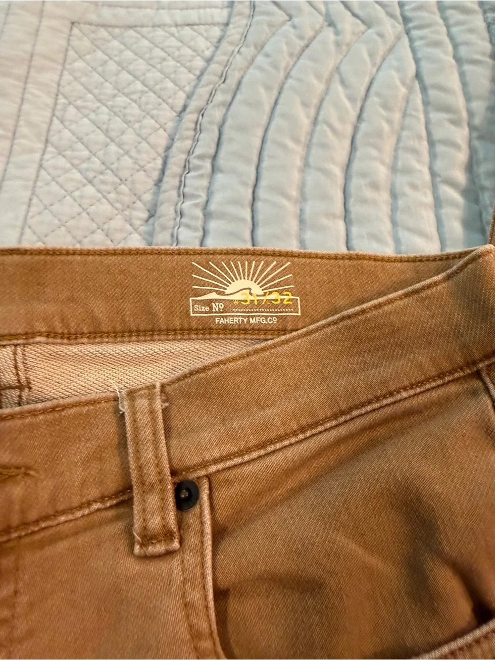 Faherty Stretch Terry 5-Pocket Pants Men’s 31x32 Camel Slim Straight